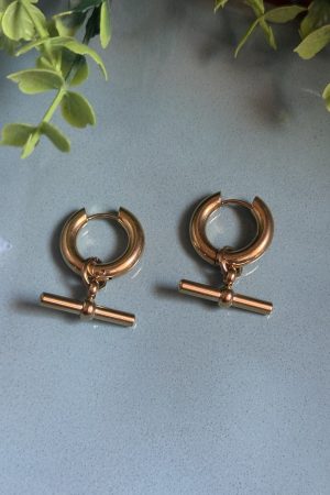Manel | Stainless Steel Huggie - T Bar