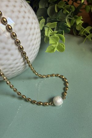 Manel | Stainless Steel Necklace - Pearl Pendant
