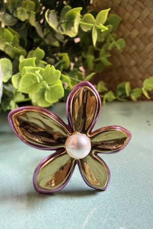 Manel | Stainless Steel Ring - Flower Pearl