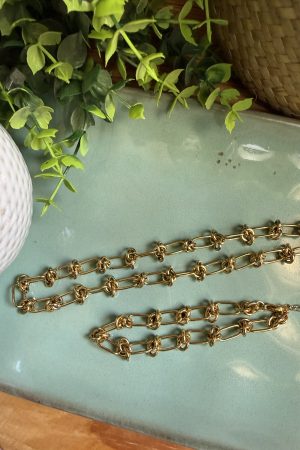 Manel | Stainless Steel Necklace & Bracelet - Knotted Links (Gold)