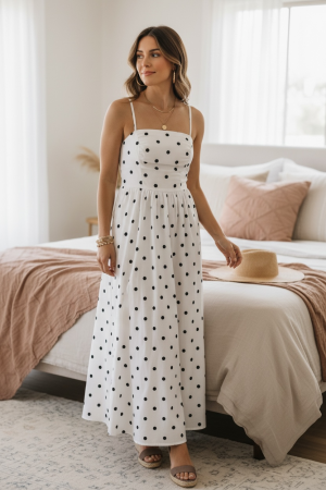 Manel | Dress - White Polkie