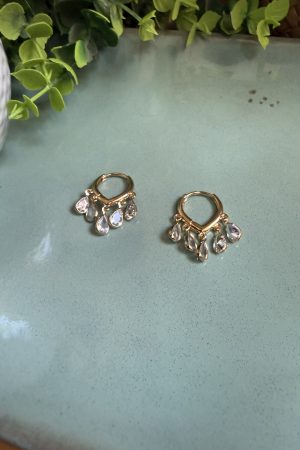 Mabel | Stainless Steel Huggie - Diamante Waterfall
