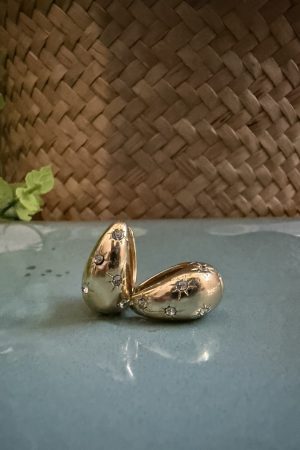 Manel | Stainless Steel Huggie - Diamante Teardrop