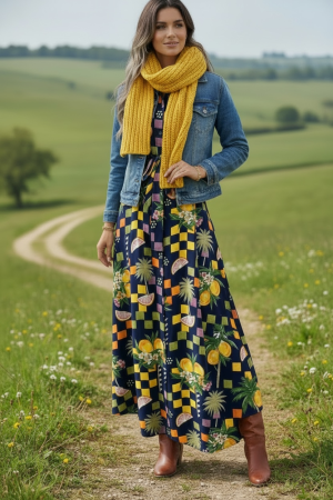 Manel | Dress - Winter Lemon (Navy)
