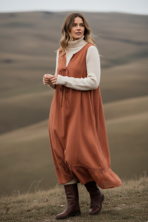 Manel | Dress - Faux Tie (Tangerine)