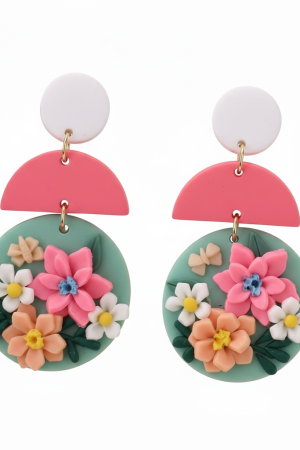 Manel | Stud - Pink Halfmoon Flowers
