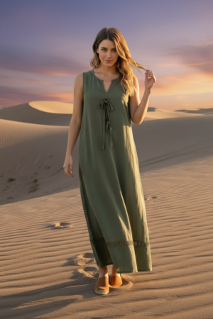 Manel | Dress - Faux Tie (Olive)