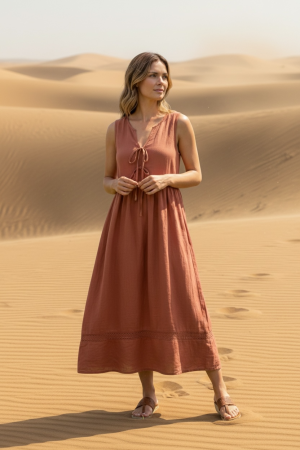Manel | Dress - Faux Tie (Tangerine)