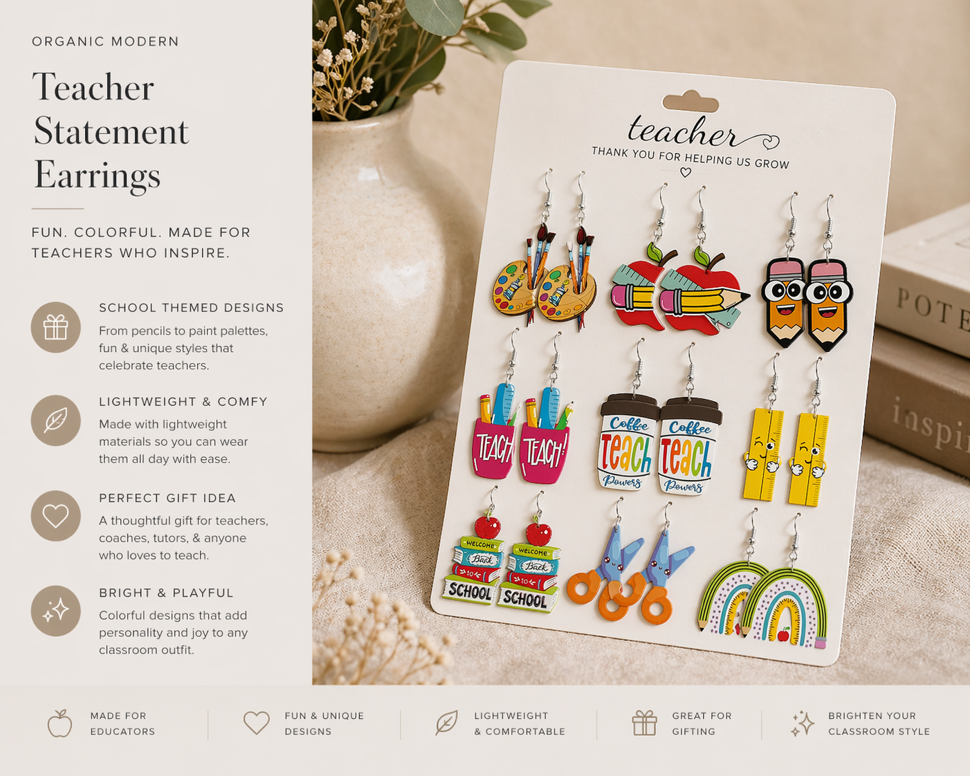 Manel | Teacher Gift - Statement Earrings - Image 2