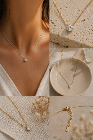 Manel | Stainless Steel Necklace - Celeste Sparkle (Gold)