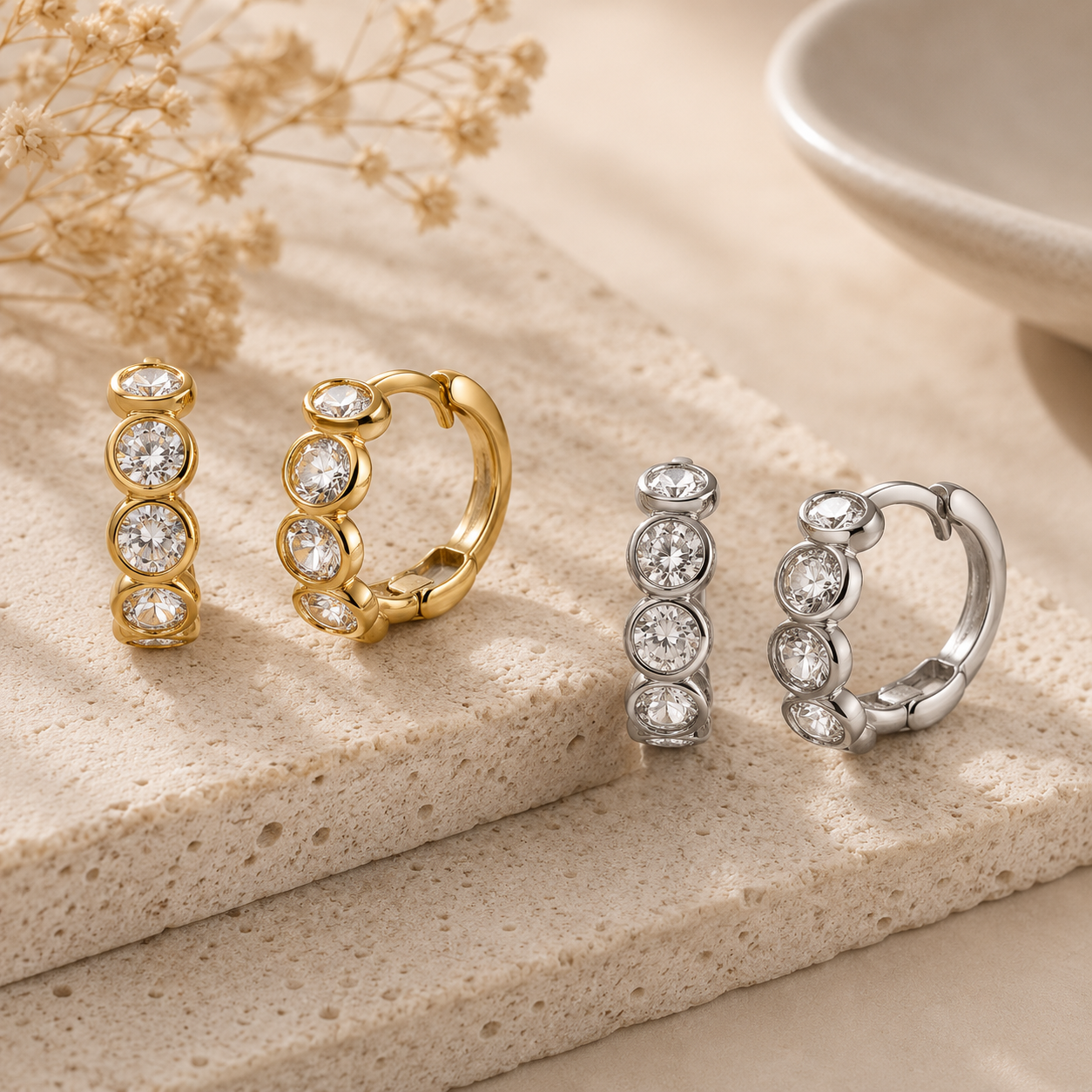 Manel | SS Huggie Earrings - Halo