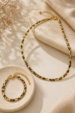 Manel | Stainless Steel Necklace & Bracelet - Wild Herringbone