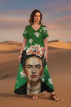 Manel | Dress - Frida Kahlo Green