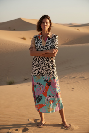 Manel | Dress - Rainbow Patron Leopard (Teal)