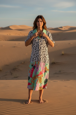 Manel | Dress - Rainbow Patron Leopard (Green)