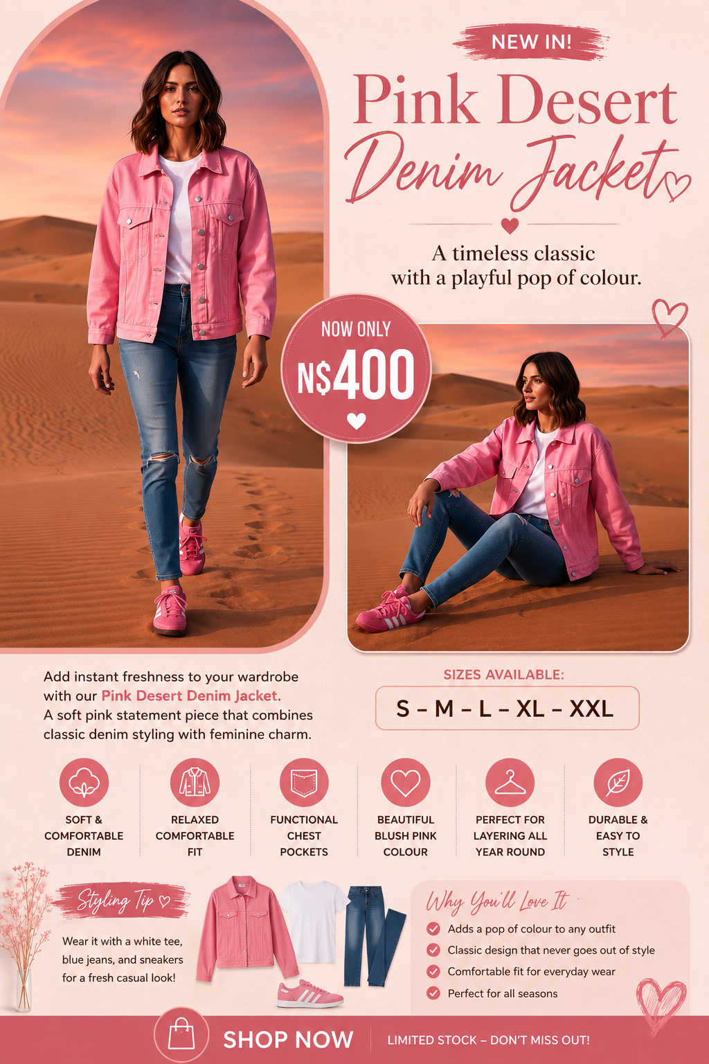 Manel | Denim - Pink Desert Jacket - Image 3