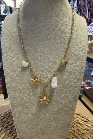 Manel | Stainless Steel Necklace - Pearl Flower