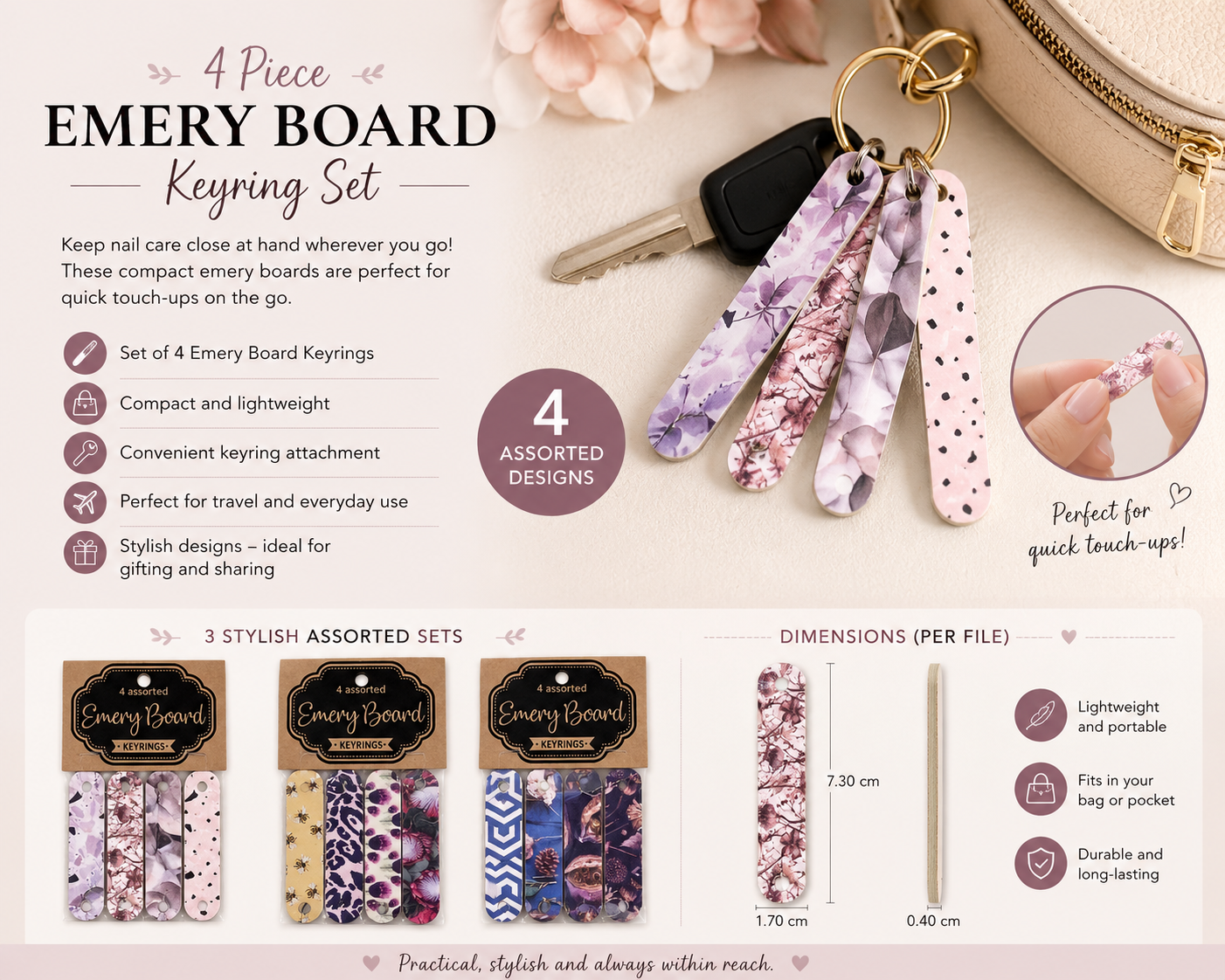 Manel | Emery Board - 4pcs Keychains - Image 2