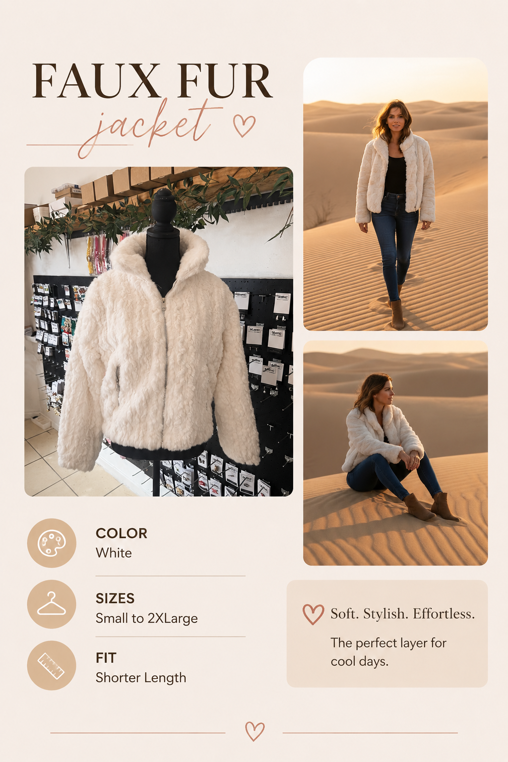 Manel | Coat - Faux Fur (White) - Image 3