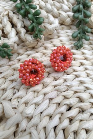Manel | Stud - Handmade Bead (Coral)