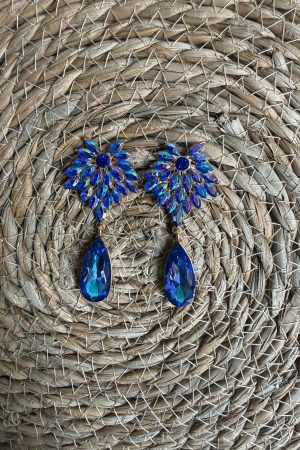 Manel | Stud Earring - Blue Oval Gemstone