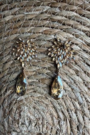 Manel | Stud Earring - Champagne Oval Gemstone