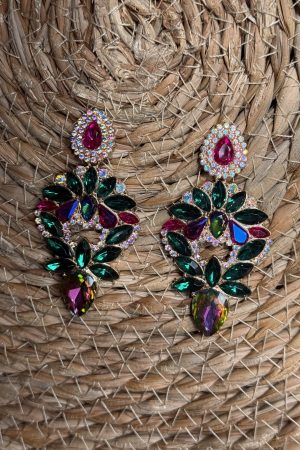 Manel | Stud Earrings - Green Flower