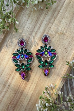 Manel | Stud Earrings - Green Flower