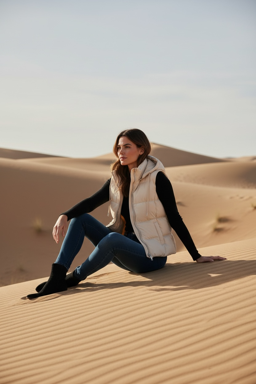 Manel | Jacket - Sleeveless Puffer (Beige) - Image 2
