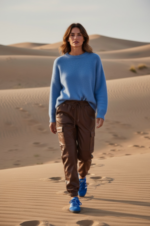 Manel | Pants - PU Leather Cargo (Brown)