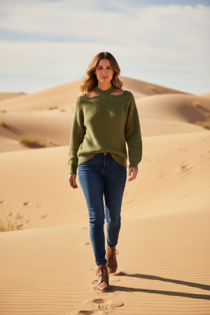 Manel | Knit - Criss Cross Neck (Green)