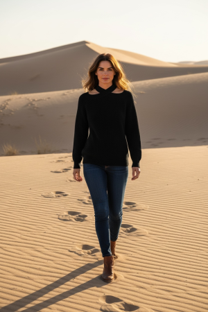 Manel | Knit - Criss Cross Neck (Black)