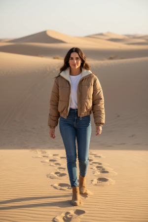 Manel | Jacket - Cropped Puffer (Khaki)