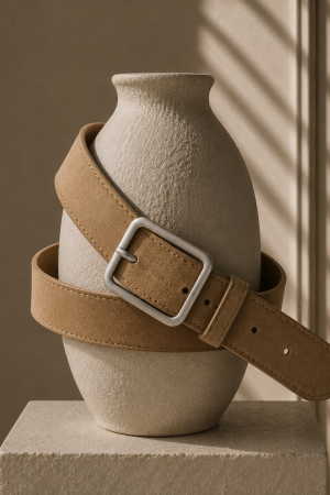 Manel | Belt - Suede Camel
