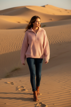 Manel | Knit - Half Zip (Light Pink)