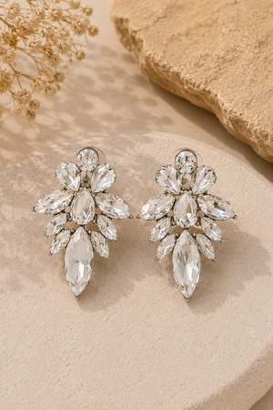 Manel | Stud Earrings - White Crystals