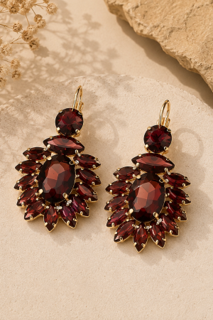 Manel | Hook Earring - Burgundy Crystals