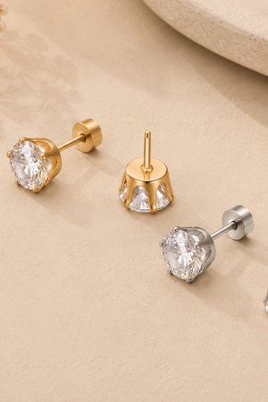 Manel | SS Stud Earring - Classic Round Stud (FlatBack)