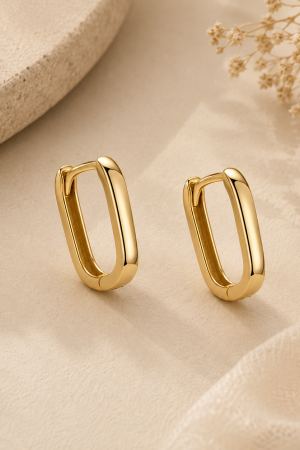 Manel | SS Huggie Earring - Square Hoop