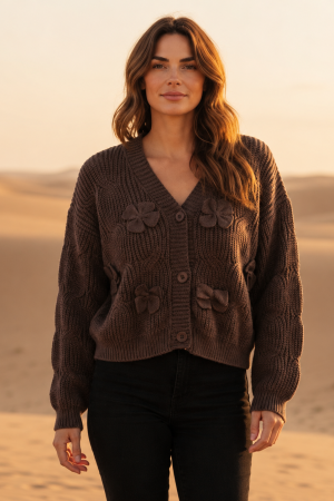 Manel | Cardigan - Brown Flower