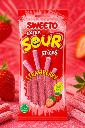 Manel | Gummies - Sour Sticks Strawberries (80g)