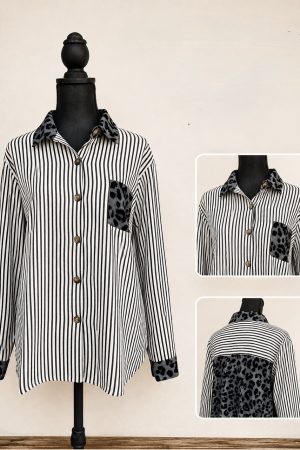 Manel | Shirt - Stripe Leopard Navy
