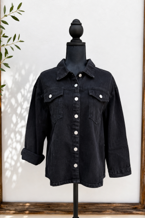 Manel | Denim - Black Shacket