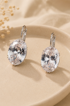 Manel | SS Hook Earring - Oval Gemstone
