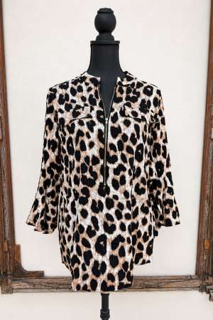 Manel | Shirt - Leopard Half Zip