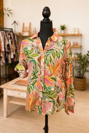 Manel | Shirt - Pastel Pink and Orange