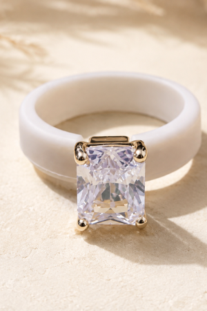 Manel | Silicone Ring - Square Centre Stone