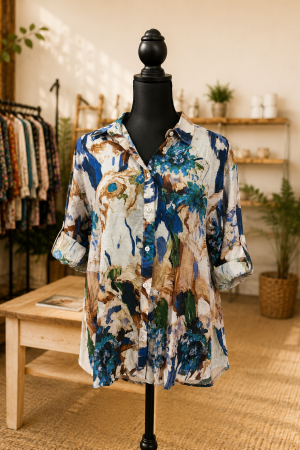 Manel | Shirt - Navy and Brown