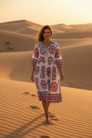 Manel | Dress - Floral Aztec (Pink)