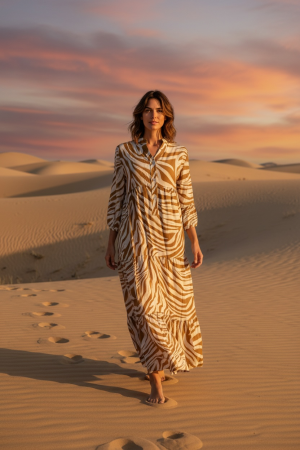 Manel | Dress - Brown Zebra Print
